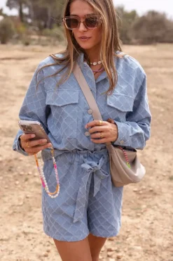 Veste En Jean Tissé Bleu