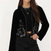 Veste En Velours Noir Avec Broderie Argentée