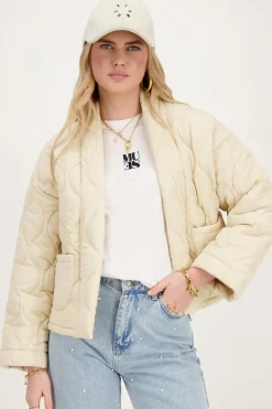 Veste Kimono Beige Matelassée
