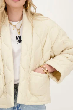 Veste Kimono Beige Matelassée