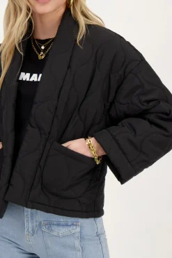 Veste Kimono Noire Matelassée