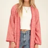 Veste Kimono Rose En Jacquard