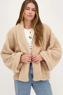 Veste Kimono Teddy Beige