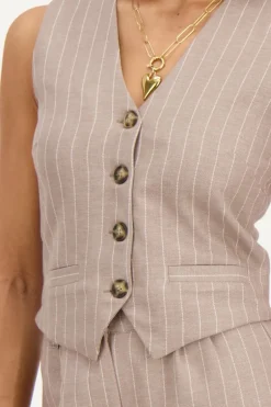 Veste Sans Manches à Fines Rayures