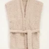 Veste Sans Manches Beige Teddy Avec Ceinture