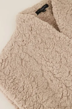Veste Sans Manches Beige Teddy Avec Ceinture