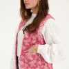 Veste Sans Manches Matelassée Rose à Fleurs