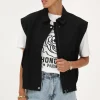 Veste Sans Manches Noire Avec Col Et Poches