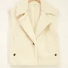Veste Sans Manches Teddy Blanche Avec Boutons