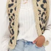 Veste Sans Manches Teddy Beige à Imprimé Léopard