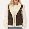 Veste Sans Manches Teddy En Daim Marron