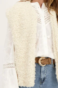 Veste Sans Manches Teddy Beige
