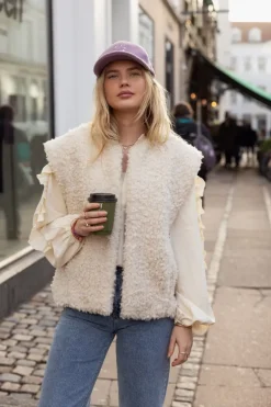 Veste Sans Manches Teddy Beige