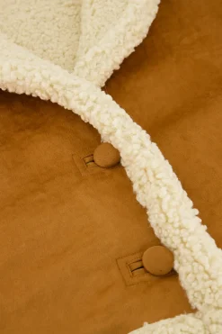 Veste Sans Manches Teddy En Daim Cognac