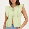 Veste Sans Manches Verte Avec Nœuds Et Volants