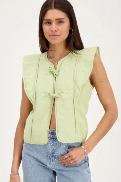 Veste Sans Manches Verte Avec Nœuds Et Volants