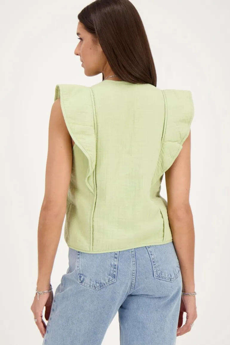 Veste Sans Manches Verte Avec Nœuds Et Volants
