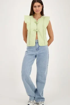 Veste Sans Manches Verte Avec Nœuds Et Volants
