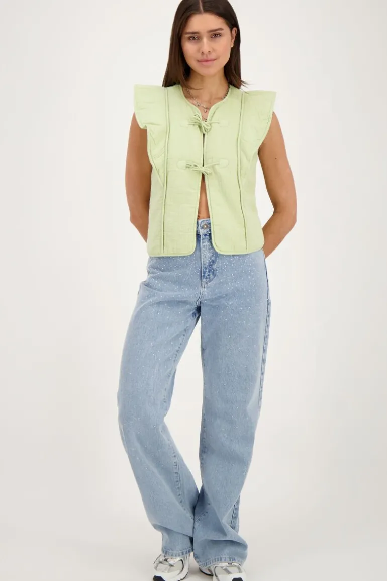 Veste Sans Manches Verte Avec Nœuds Et Volants