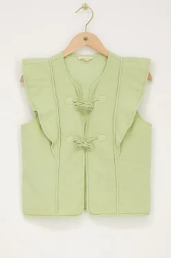 Veste Sans Manches Verte Avec Nœuds Et Volants