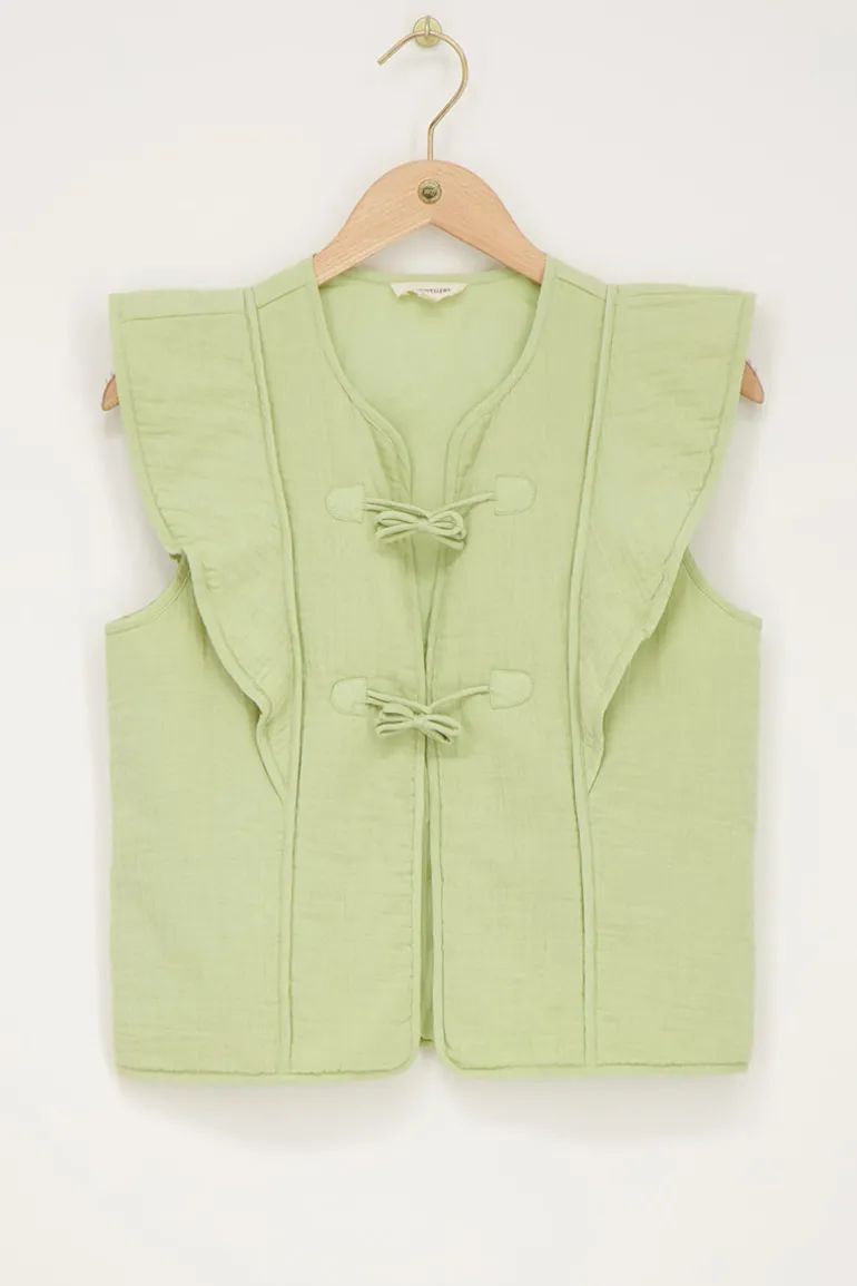 Veste Sans Manches Verte Avec Nœuds Et Volants