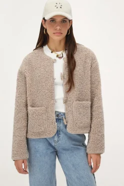 Veste Teddy Beige Avec Boutons