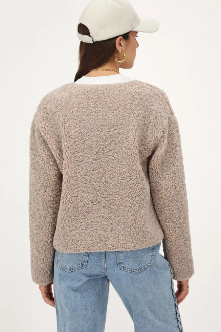 Veste Teddy Beige Avec Boutons