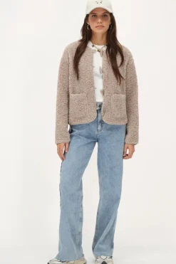 Veste Teddy Beige Avec Boutons