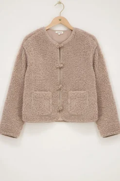 Veste Teddy Beige Avec Boutons