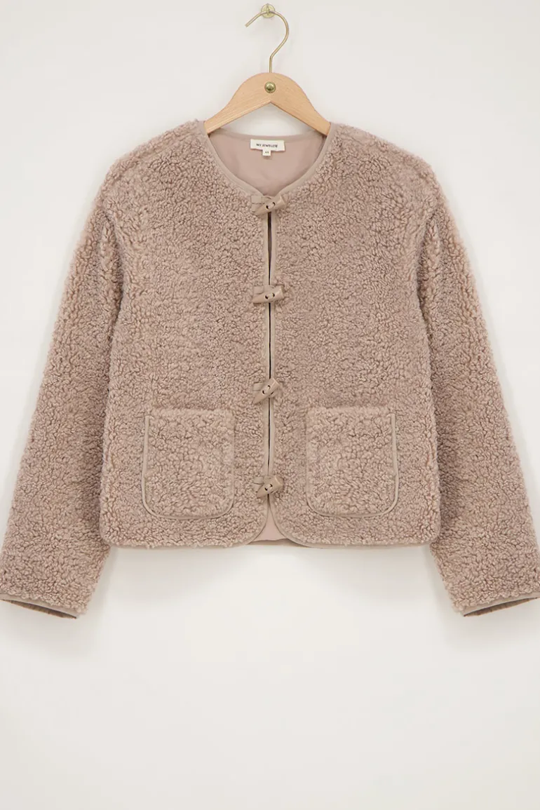 Veste Teddy Beige Avec Boutons