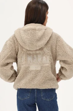 Veste Teddy Beige Avec Capuche