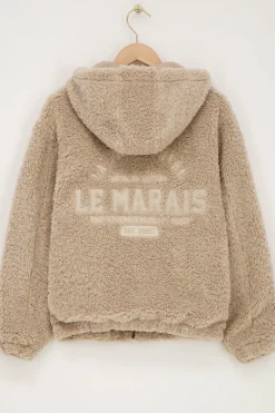 Veste Teddy Beige Avec Capuche