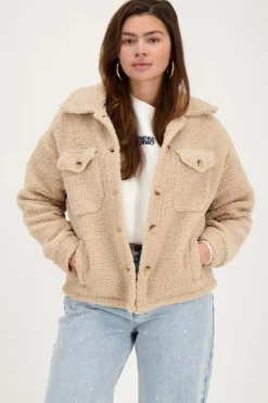 Veste Teddy Beige Avec Poches