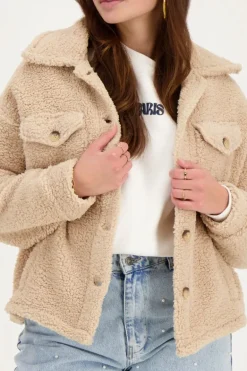 Veste Teddy Beige Avec Poches