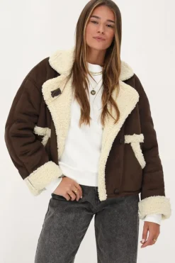 Veste Teddy En Daim Marron